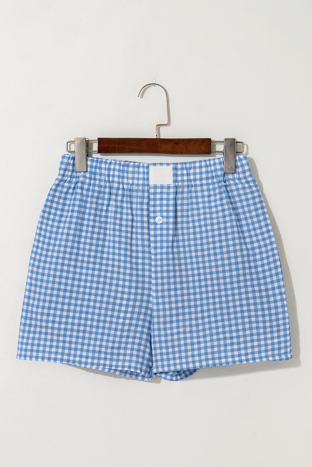Black Gingham Printed High Waist Shorts