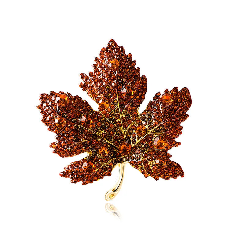 Rhinestone Maple Leaf Brooches Lapel Pin