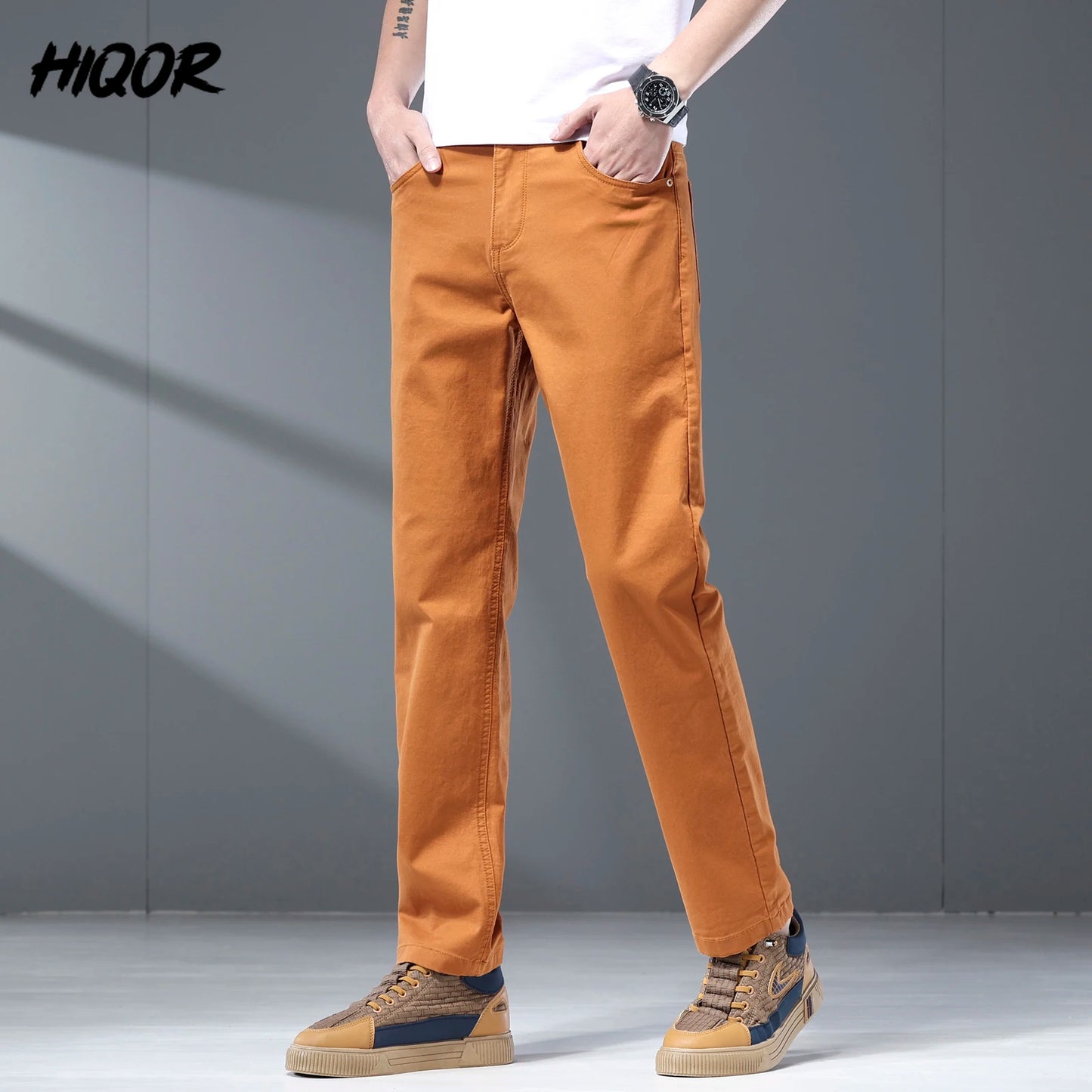 Solid Smart Casual Trousers Straight Pants Brand Men's Clothing