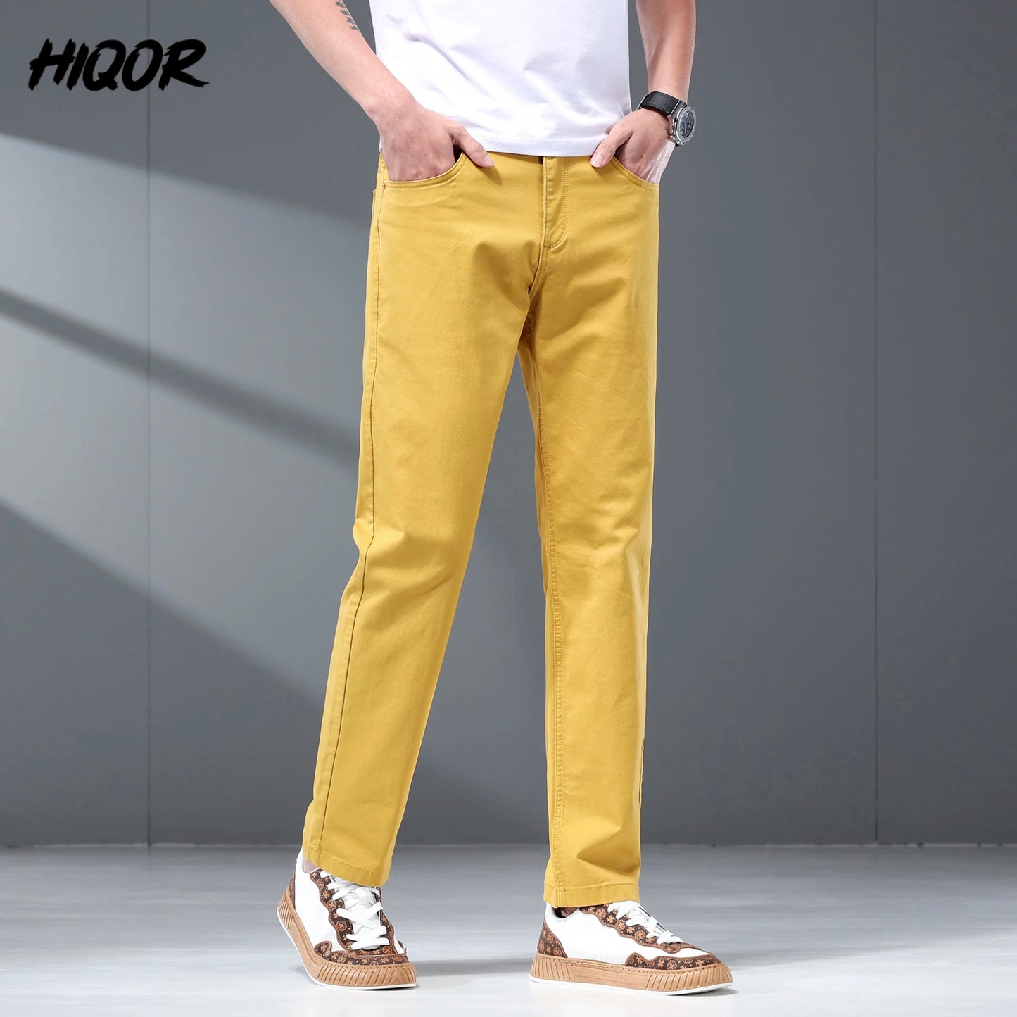 Solid Smart Casual Trousers Straight Pants Brand Men's Clothing