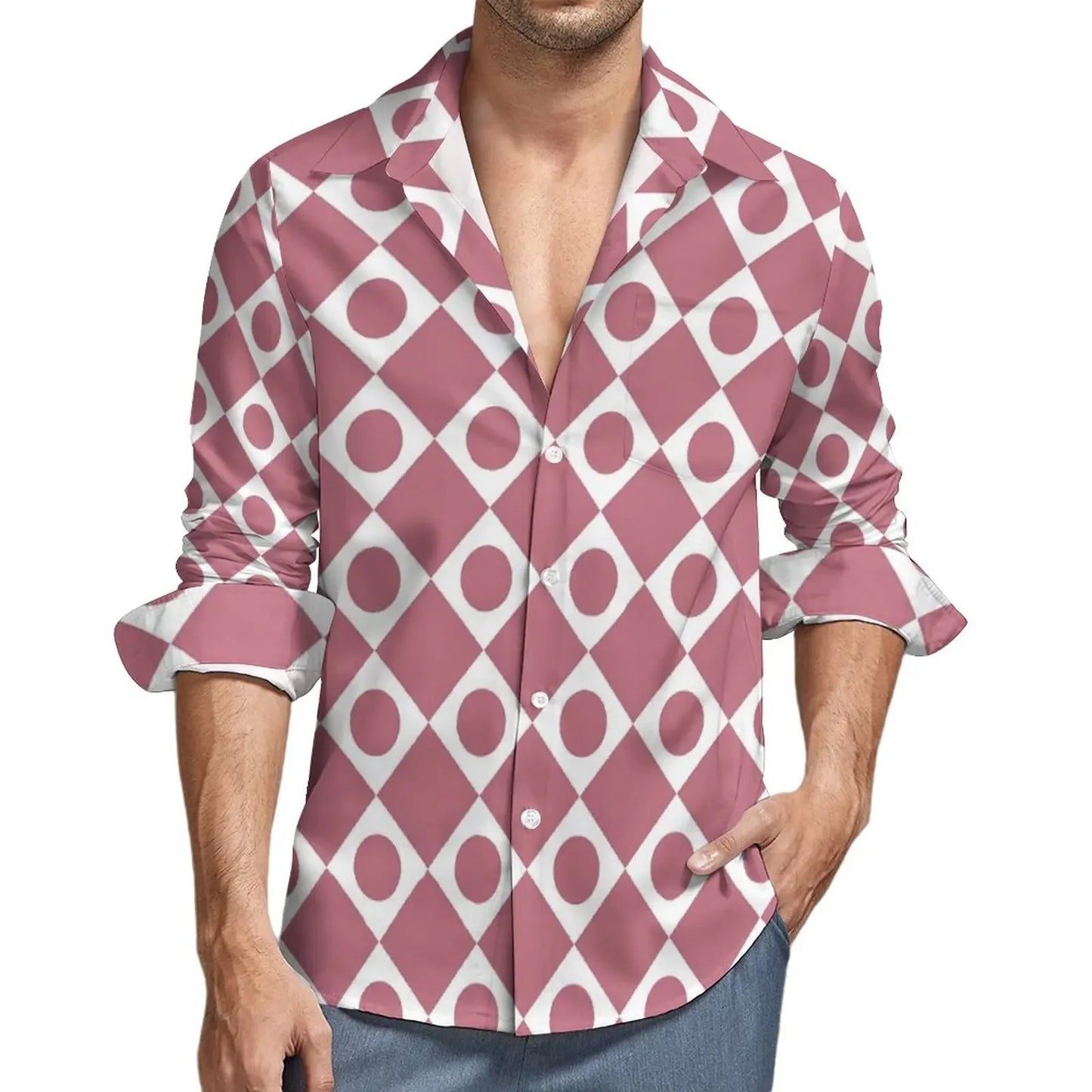 Retro 70s Print Casual Long Sleeve Shirts