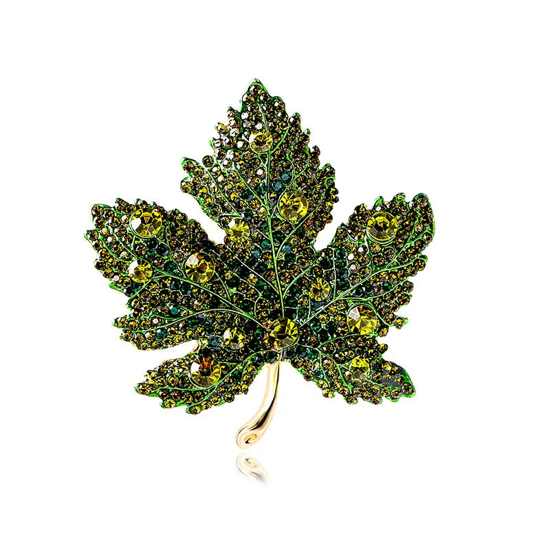 Rhinestone Maple Leaf Brooches Lapel Pin