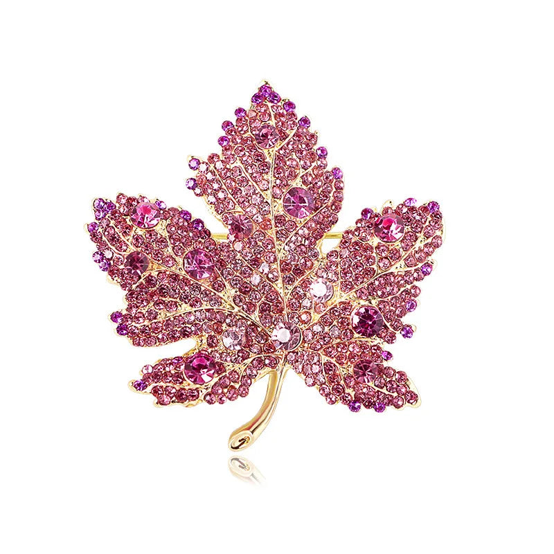 Rhinestone Maple Leaf Brooches Lapel Pin