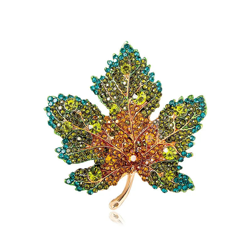 Rhinestone Maple Leaf Brooches Lapel Pin