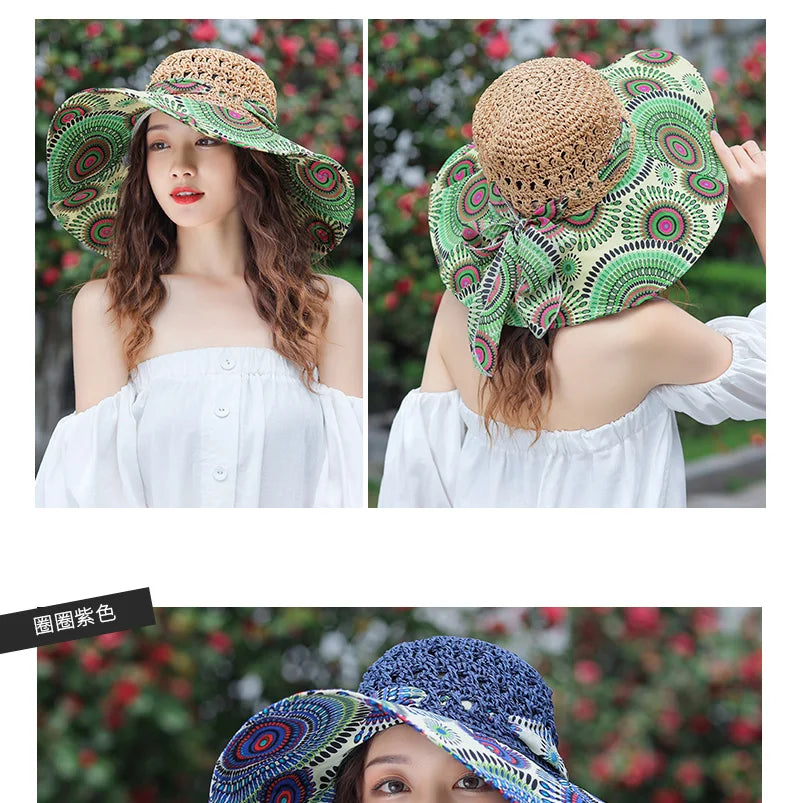 2023 NEW Women's Summer Bucket Folding fashion Straw Hat Panamas UV Protection Sun Visor Seaside Beach Hat Tide Summer Hats