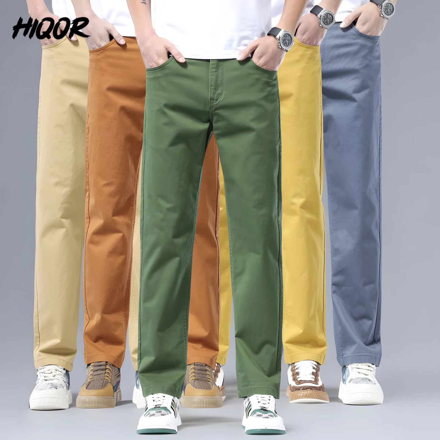 Solid Smart Casual Trousers Straight Pants Brand Men's Clothing