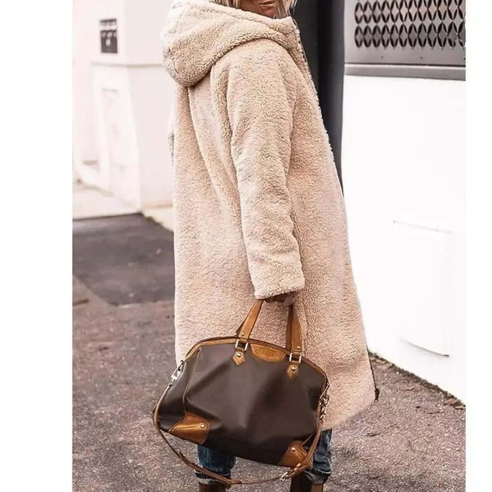 Winter Hooded Quilted Jacket Solid Reversible Long Sleeve Thick Puffer Coats
