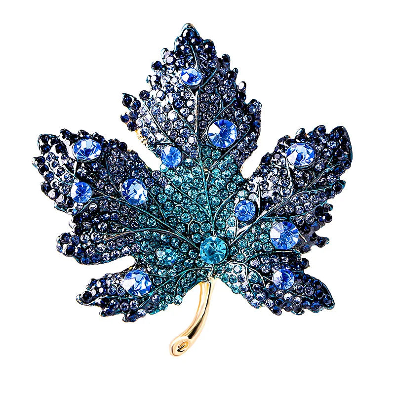 Rhinestone Maple Leaf Brooches Lapel Pin