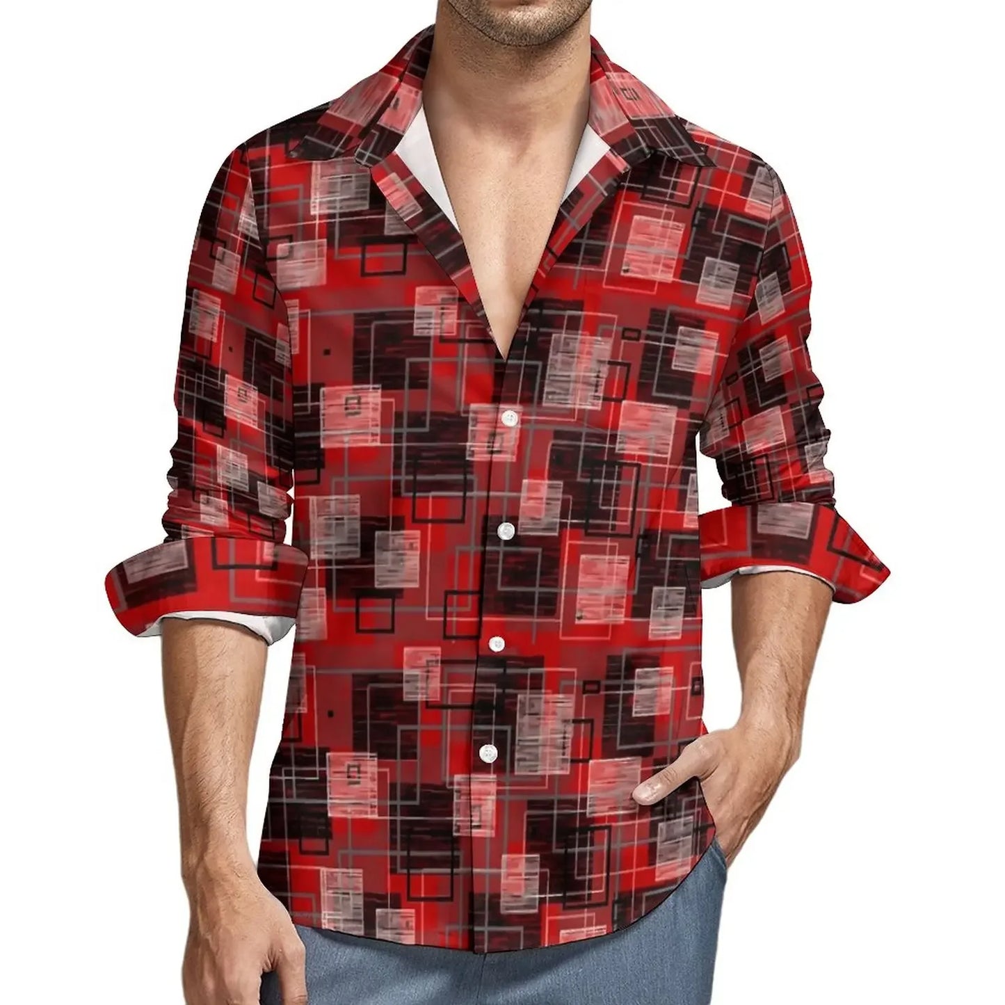 Retro 70s Print Casual Long Sleeve Shirts