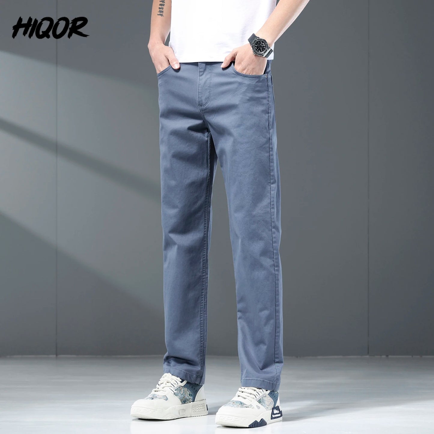 Solid Smart Casual Trousers Straight Pants Brand Men's Clothing