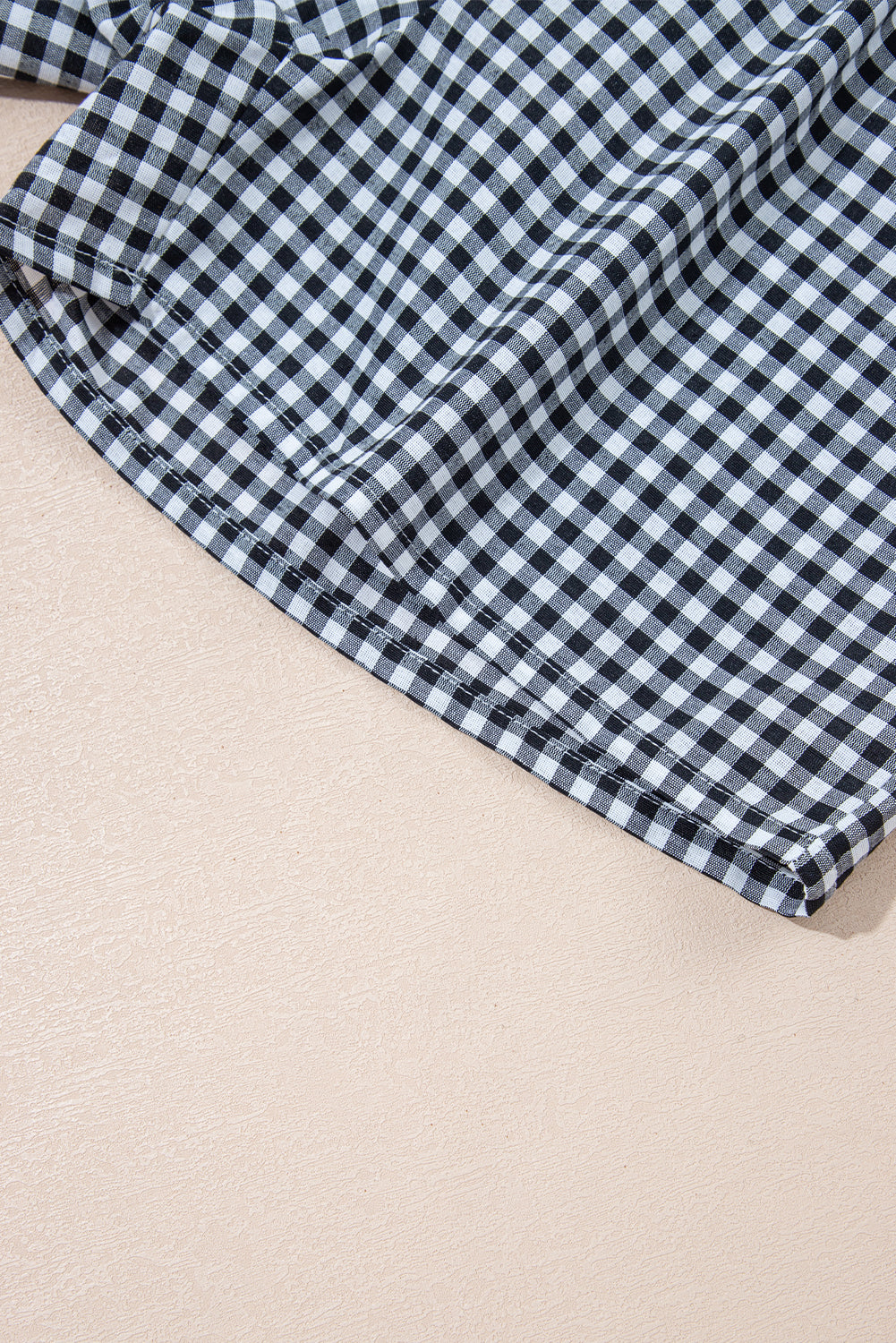 Black Gingham Printed High Waist Shorts