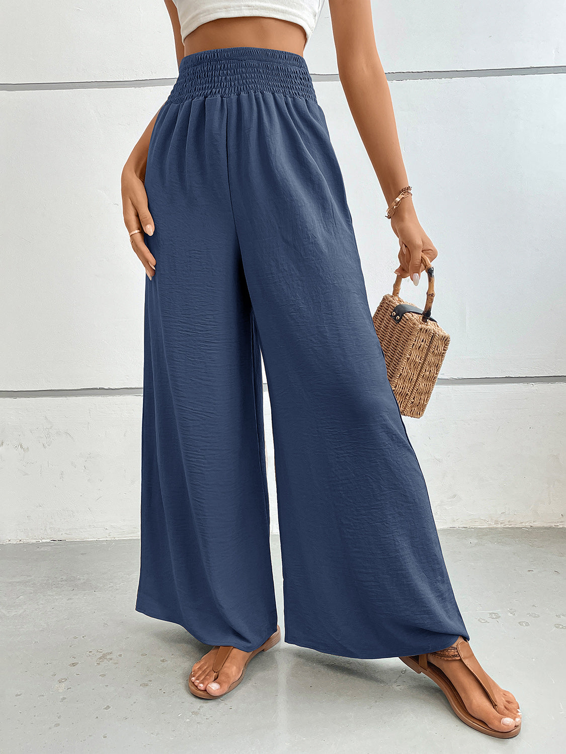 Perfee Wide Leg Pants with Pockets