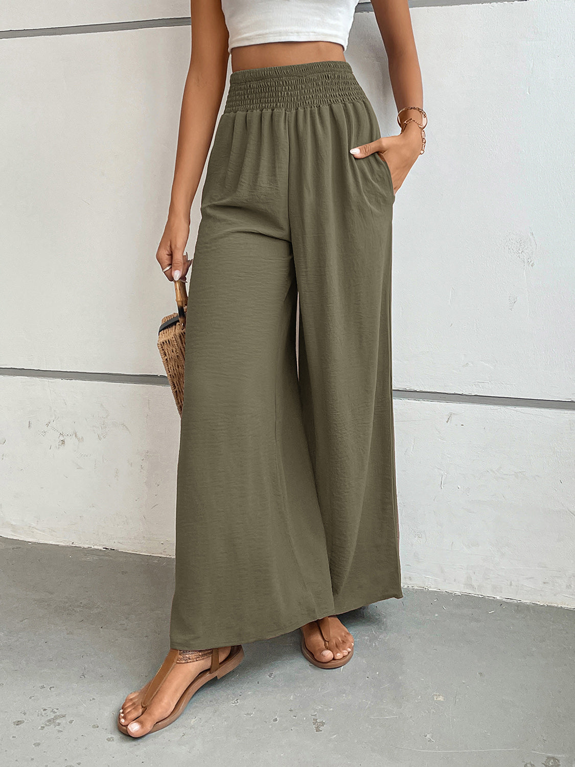 Perfee Wide Leg Pants with Pockets