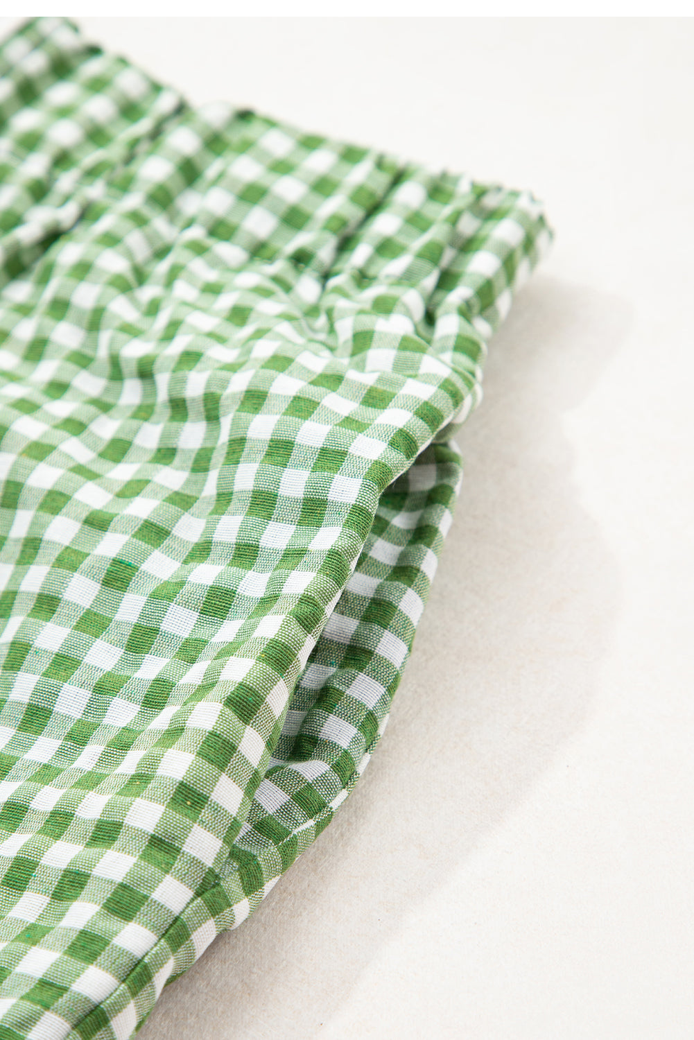 Black Gingham Printed High Waist Shorts