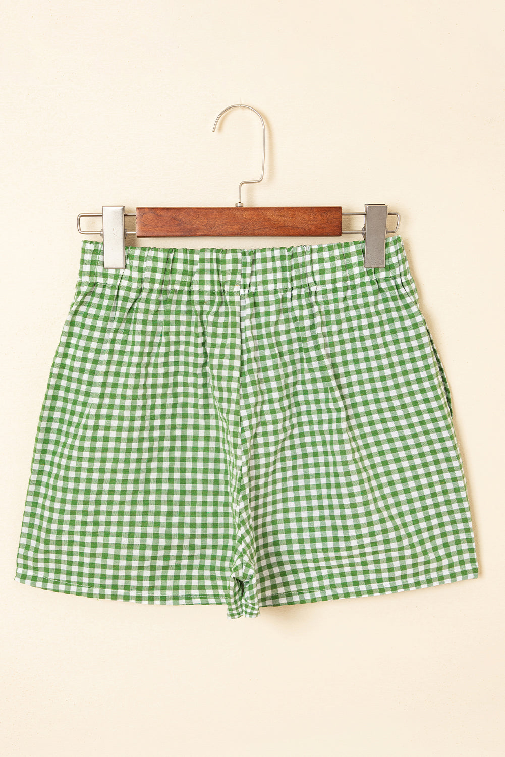 Black Gingham Printed High Waist Shorts