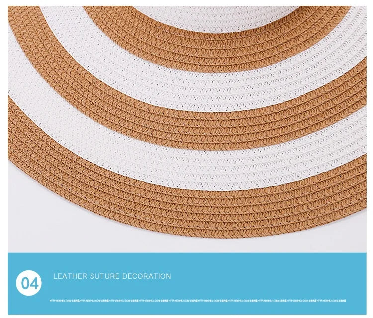 Casual Straw Striped Large Brim Hats UV Protection