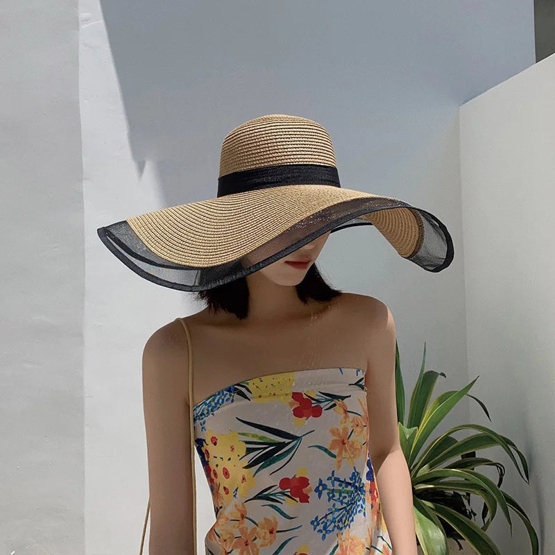 UV Protection Foldable Big Straw Hat Eaves Brim