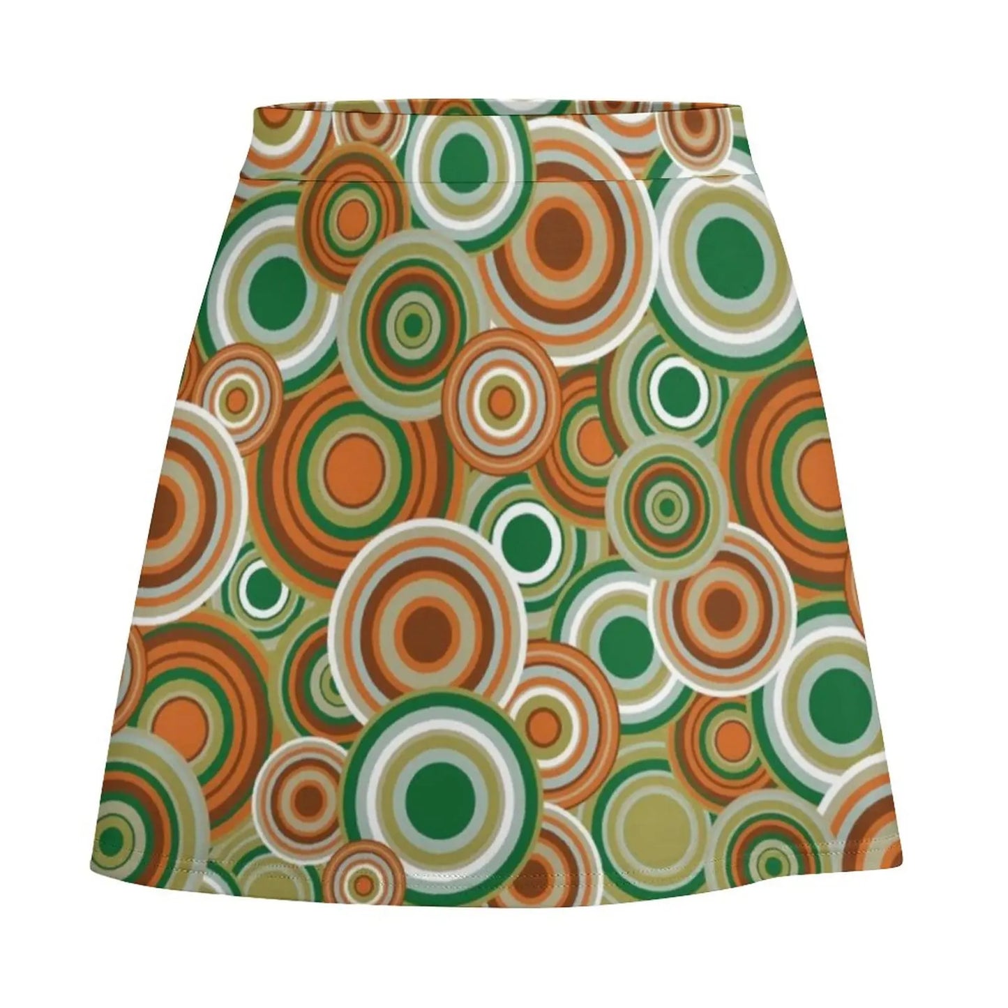 Retro 70s Circles Psychedelic Pattern Harajuku Casual Skirts