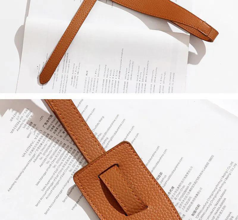 Perforated genuine leather slim belt waist strap and waist rope