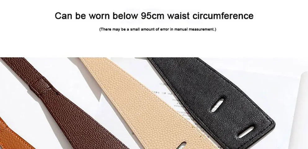 Perforated genuine leather slim belt waist strap and waist rope