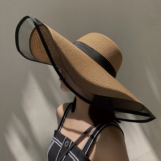 UV Protection Foldable Big Straw Hat Eaves Brim