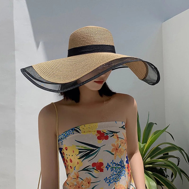 UV Protection Foldable Big Straw Hat Eaves Brim