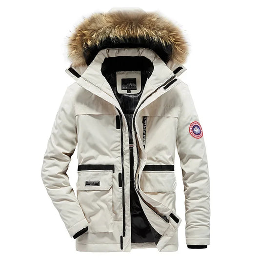 Men's Casual Loose Fit Thickened Cotton Jacket Removable Hood