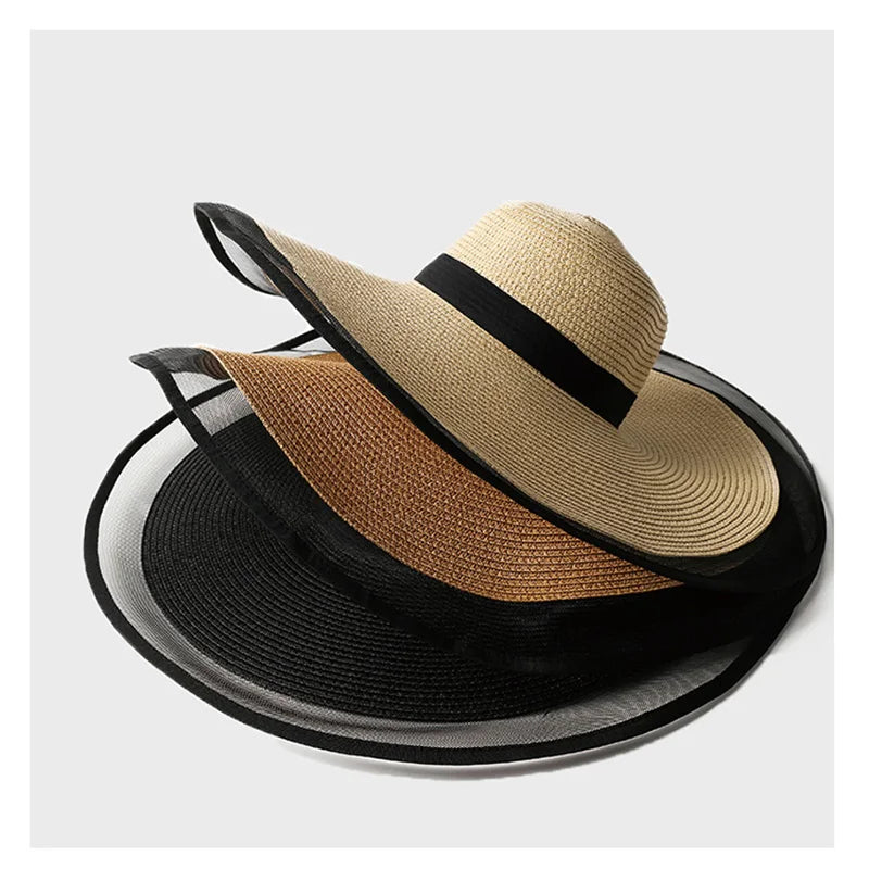 UV Protection Foldable Big Straw Hat Eaves Brim