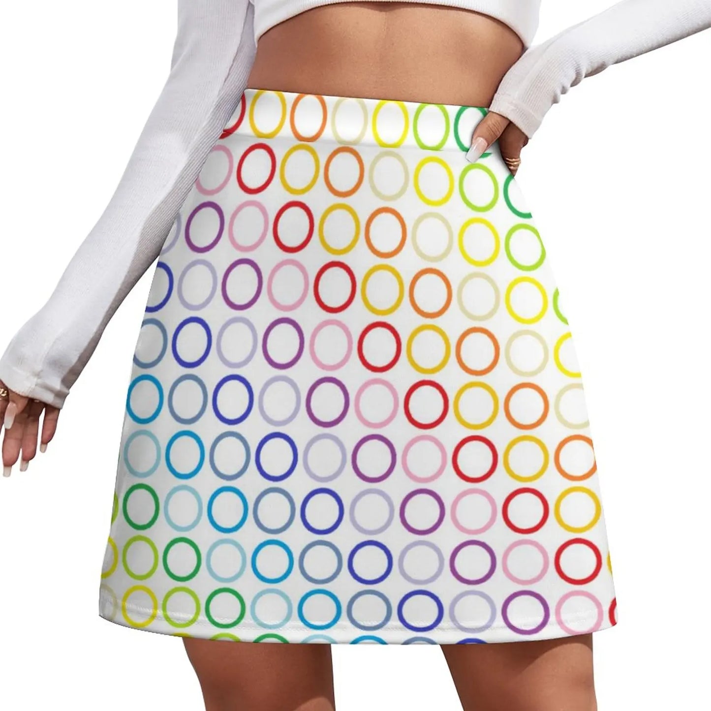 Retro 70s Circles Psychedelic Pattern Harajuku Casual Skirts