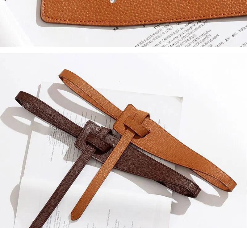 Perforated genuine leather slim belt waist strap and waist rope