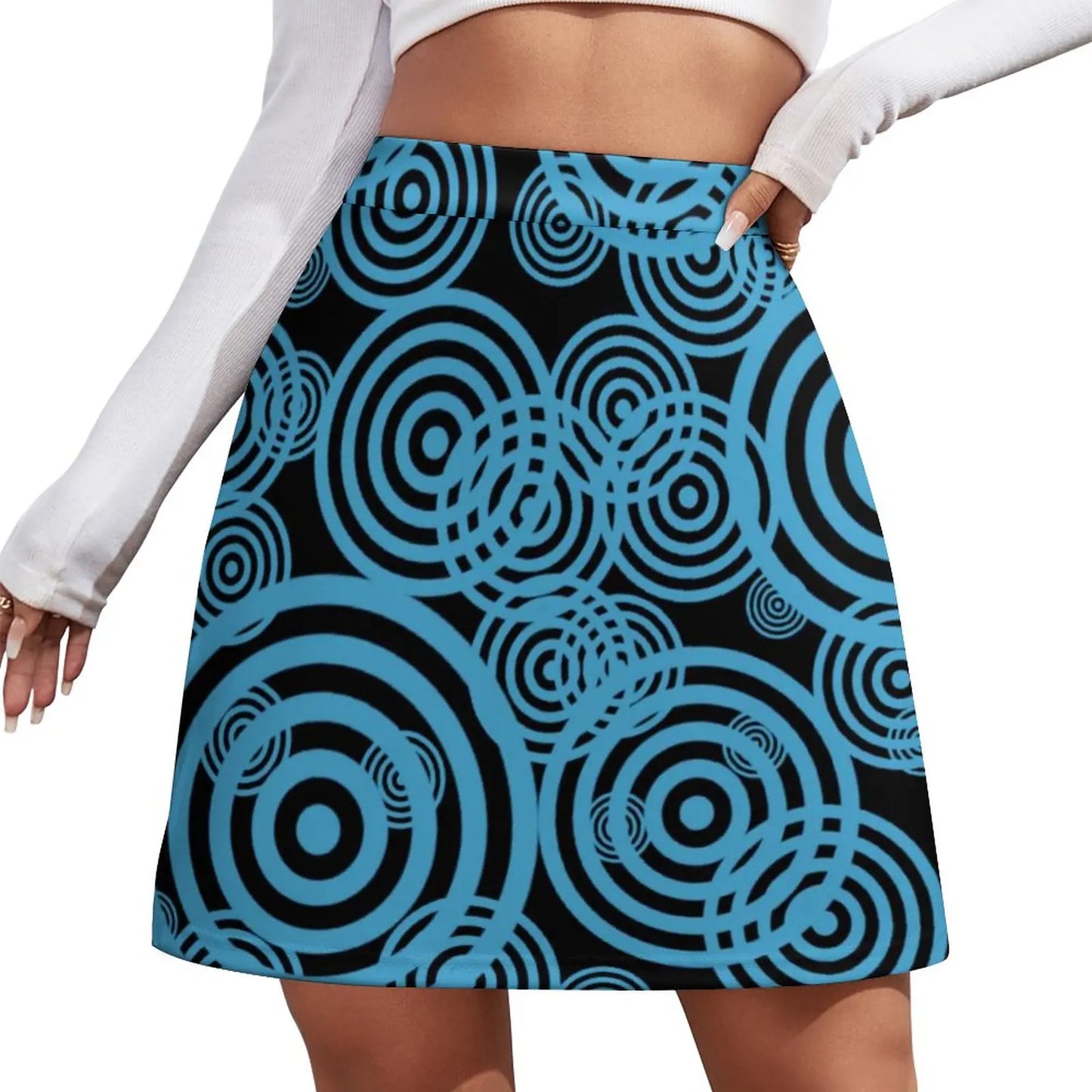 Retro 70s Circles Psychedelic Pattern Harajuku Casual Skirts