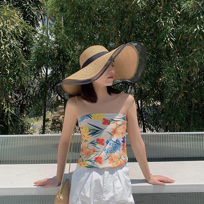 UV Protection Foldable Big Straw Hat Eaves Brim