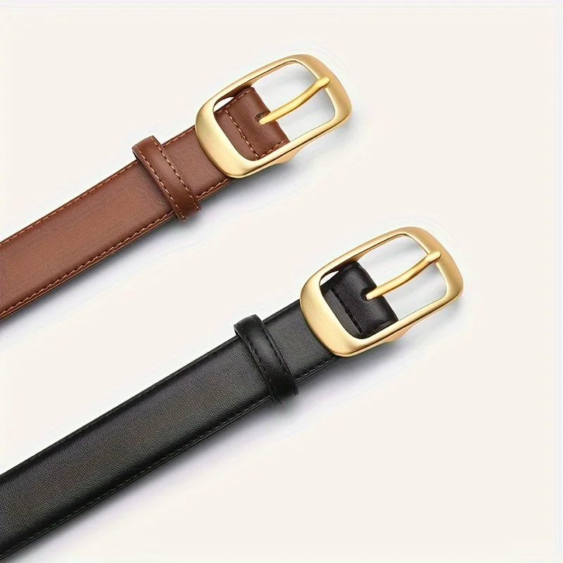 Women's Leather Belts For Jeans Ladies Strap Alloy Metal Pin Buckle Fashion Belt