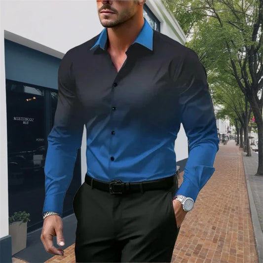 Striped Long Sleeve Shirt Casual Street Men's Shirt