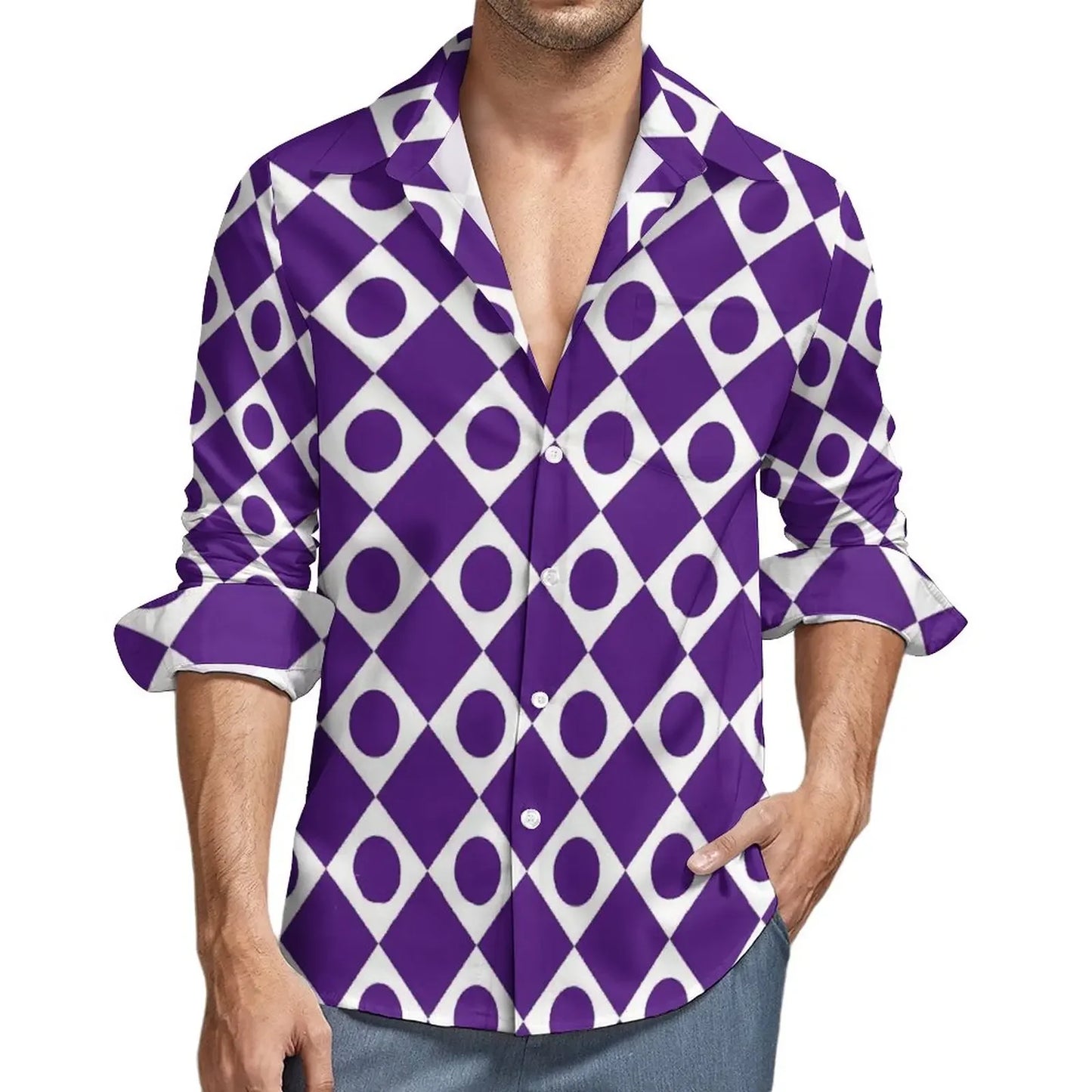 Retro 70s Print Casual Long Sleeve Shirts