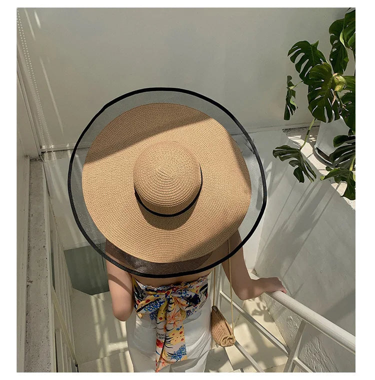 UV Protection Foldable Big Straw Hat Eaves Brim