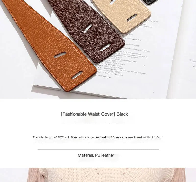 Perforated genuine leather slim belt waist strap and waist rope