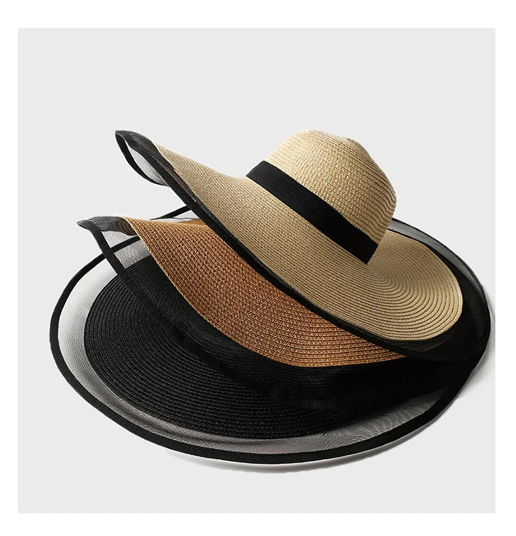 UV Protection Foldable Big Straw Hat Eaves Brim