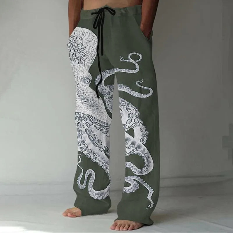 Comfortable Everyday Pants Octopus Pattern Casual Summer Pants