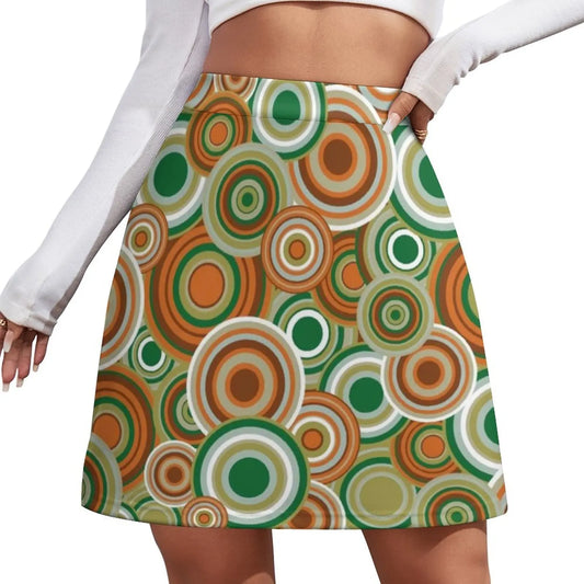 Retro 70s Circles Psychedelic Pattern Harajuku Casual Skirts