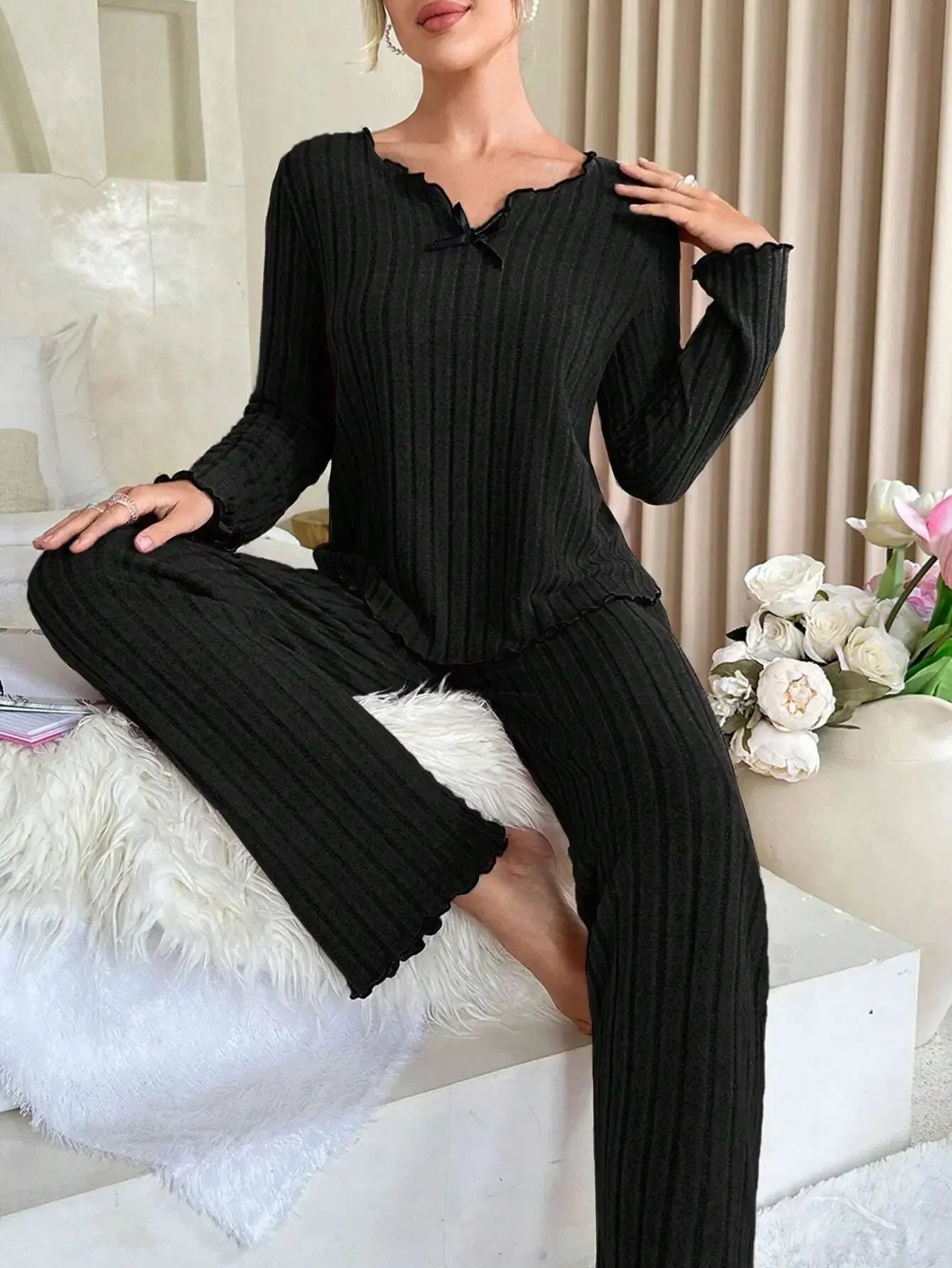 Long Sleeve Top and Pants Loungewear