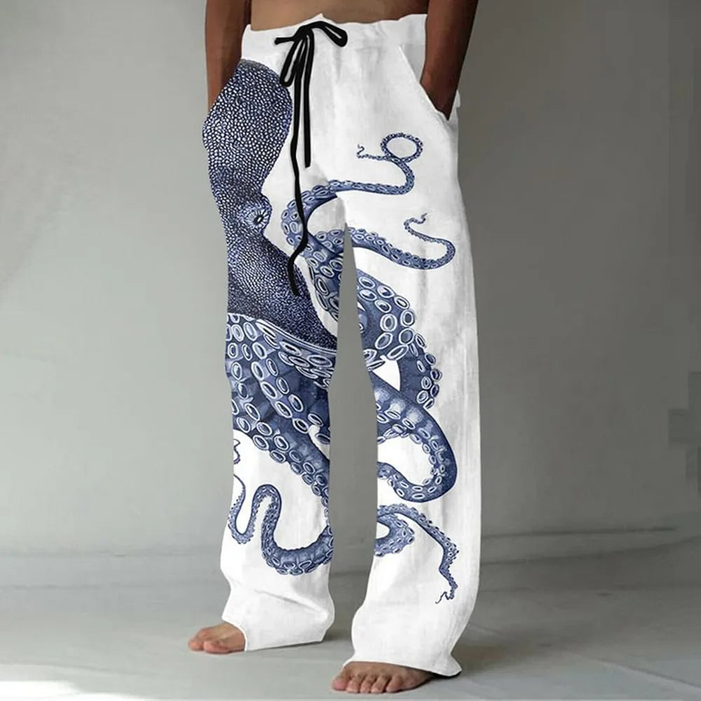 Comfortable Everyday Pants Octopus Pattern Casual Summer Pants