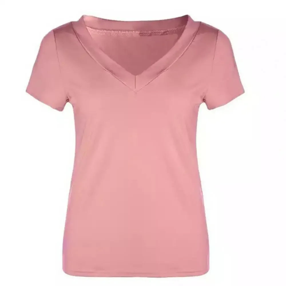 Slim Fit T-Shirt  Solid Color Short Sleeve