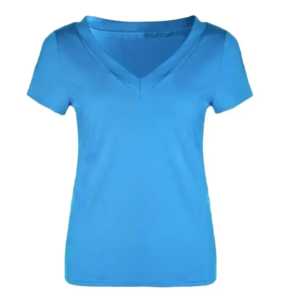 Slim Fit T-Shirt  Solid Color Short Sleeve