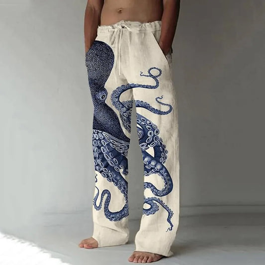 Comfortable Everyday Pants Octopus Pattern Casual Summer Pants