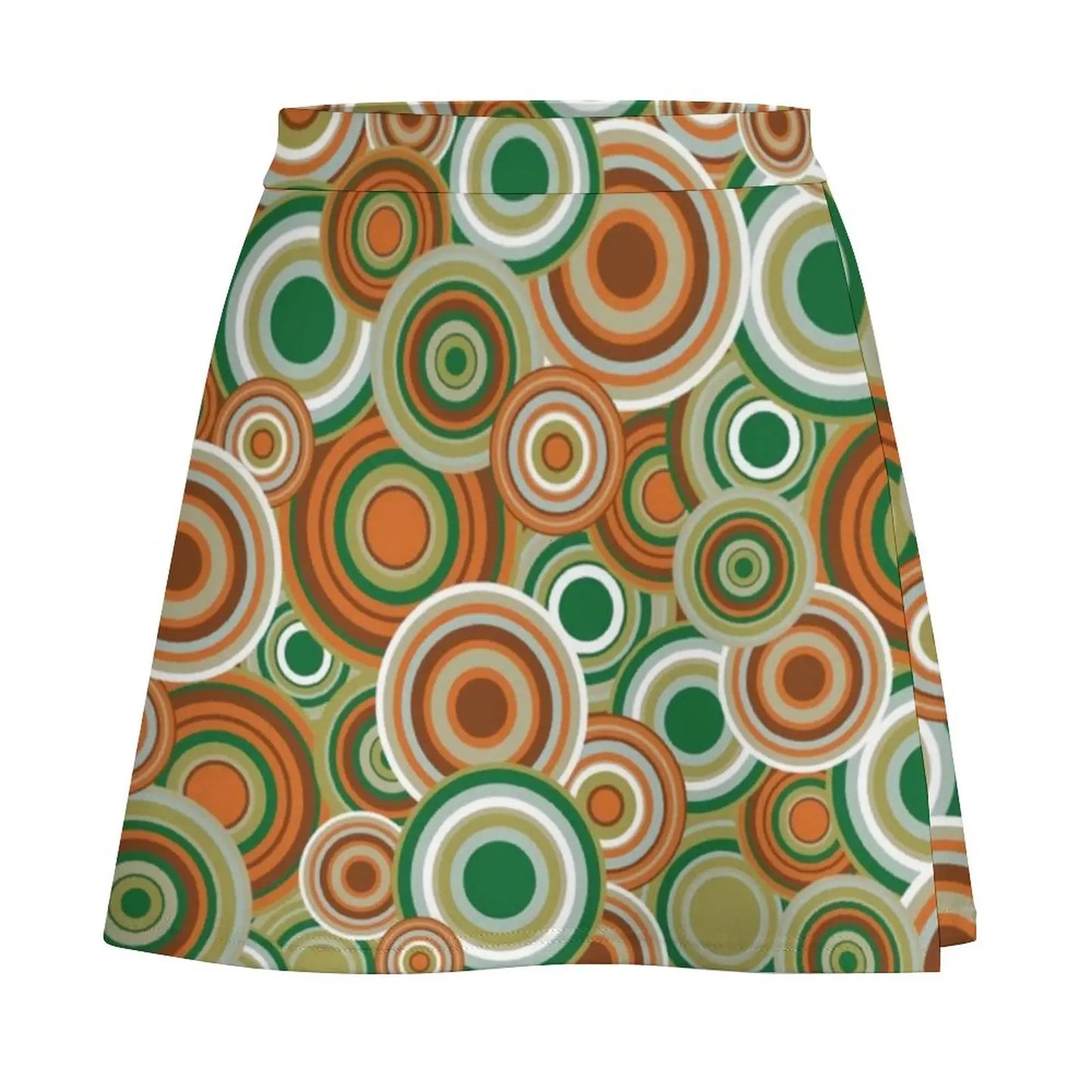 Retro 70s Circles Psychedelic Pattern Harajuku Casual Skirts