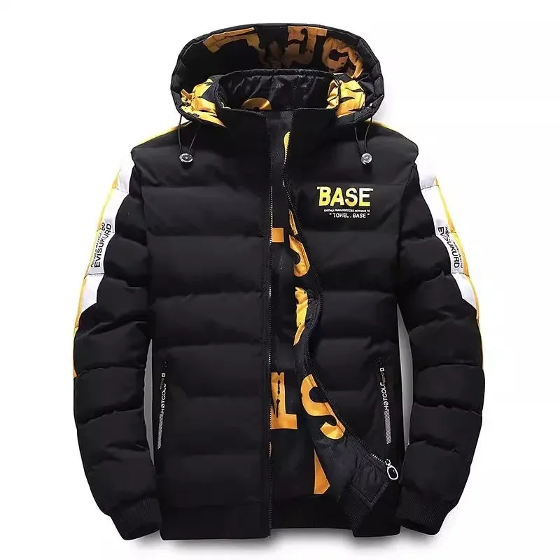 Men Winter Cotton Warm Comfortable Padded Down Jacket Removable