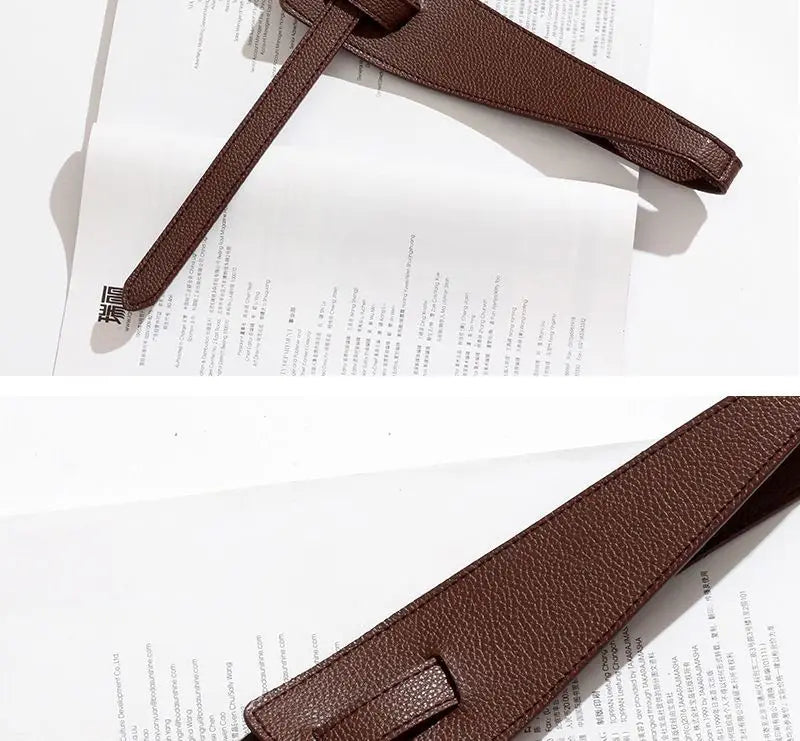 Perforated genuine leather slim belt waist strap and waist rope