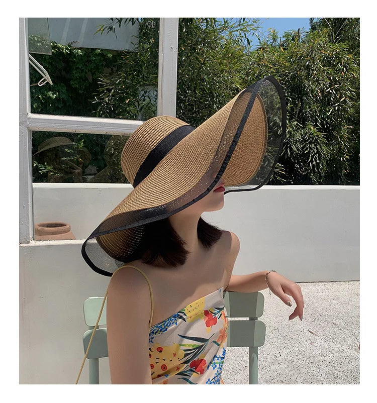 UV Protection Foldable Big Straw Hat Eaves Brim