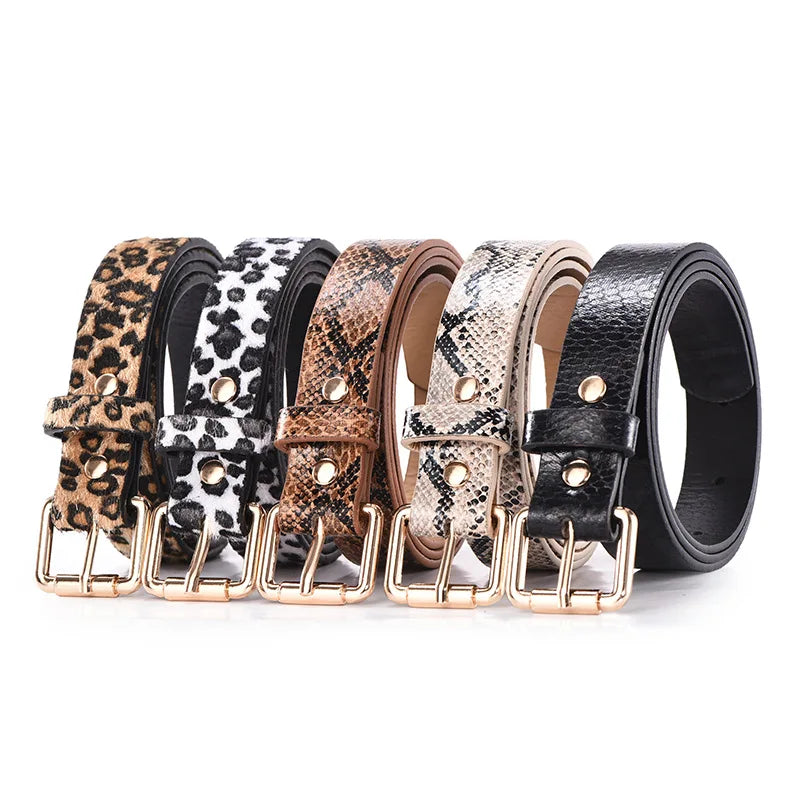 PU Leathe Print Slim Belt